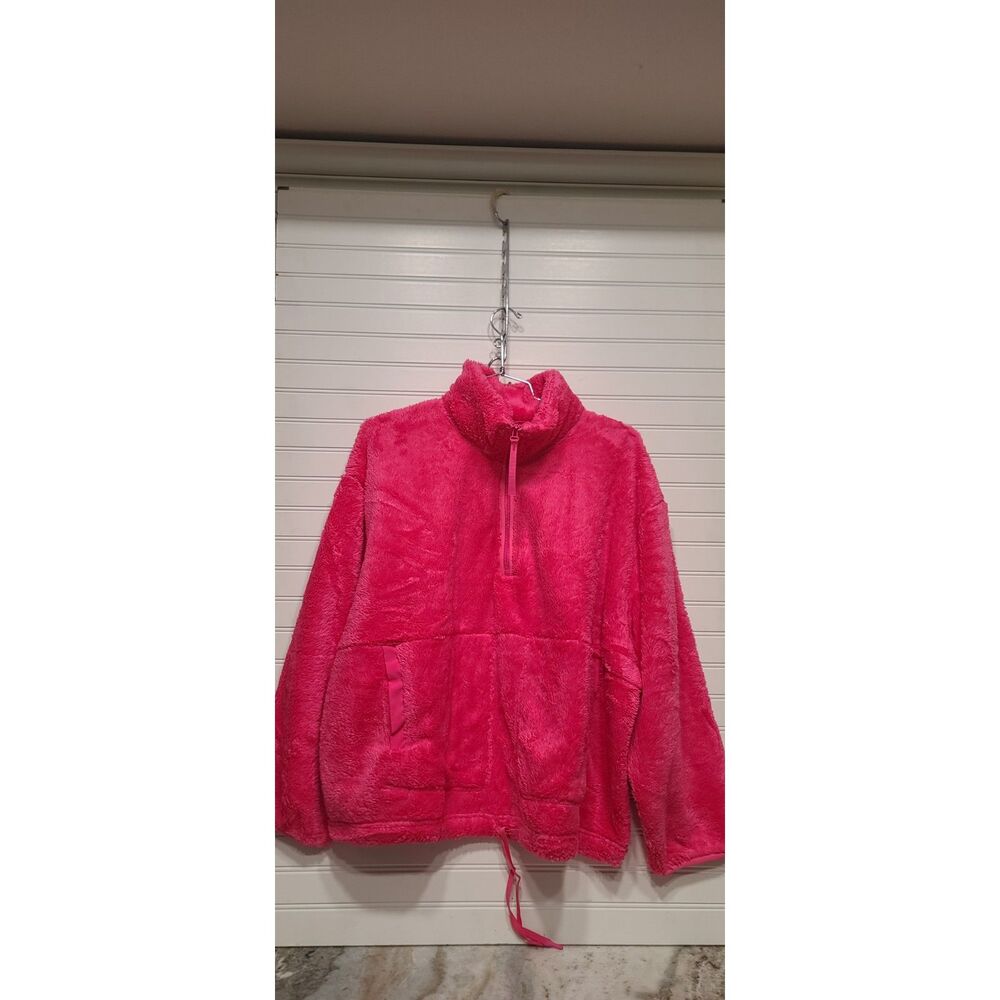 All In Motion Womens Refreshing Fuscia Fuzzy Quarter Zip Pullover Size 1X NWT